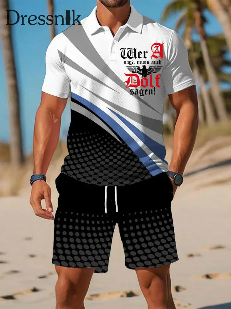 Herren Wer A Sagt Muss Auch Dolf Sagen Polo-Sets Blau / S