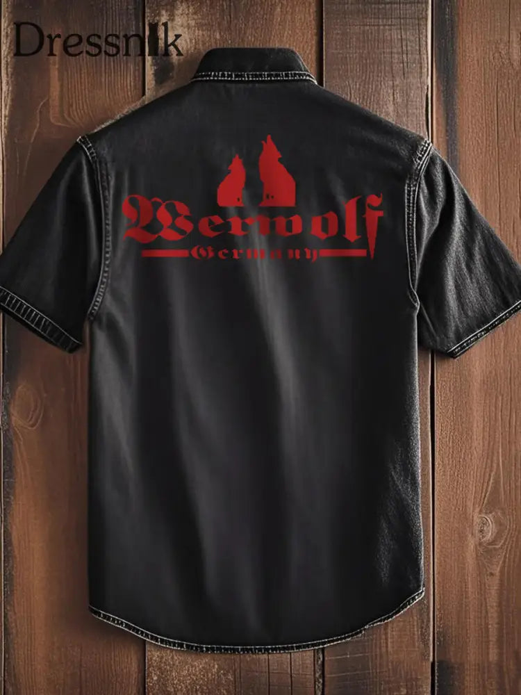 Herren Werwolf Deutschland mit Wolf bedrucktes Kurzarm-Shirt