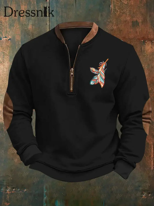 Herren West bedrucktes lässiges Sweatshirt Schwarz / S