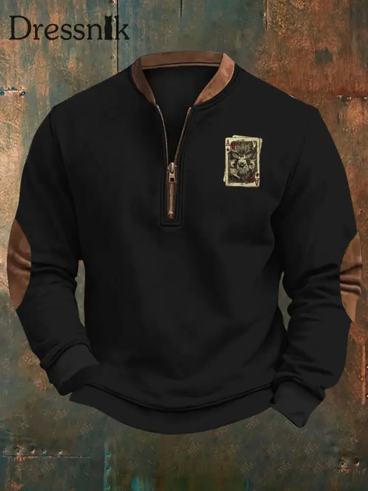 Herren West bedrucktes lässiges Sweatshirt Schwarz / S