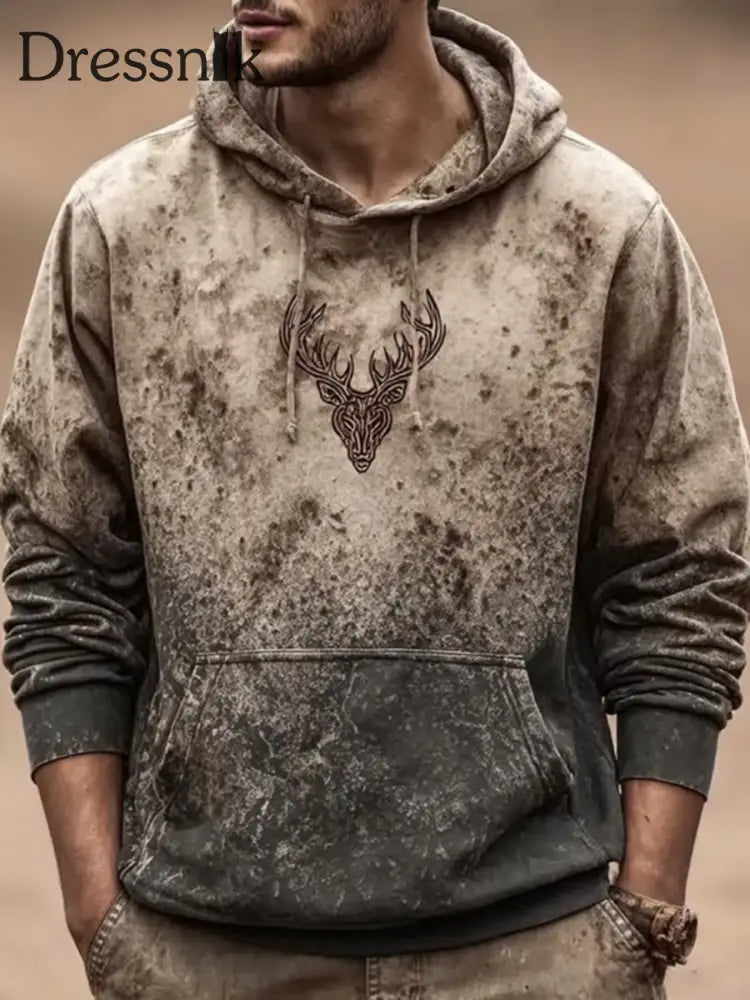 Herren Western Elk bedruckter Hoodie als bild / S