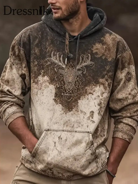 Herren Western Elk bedruckter Hoodie als bild / S