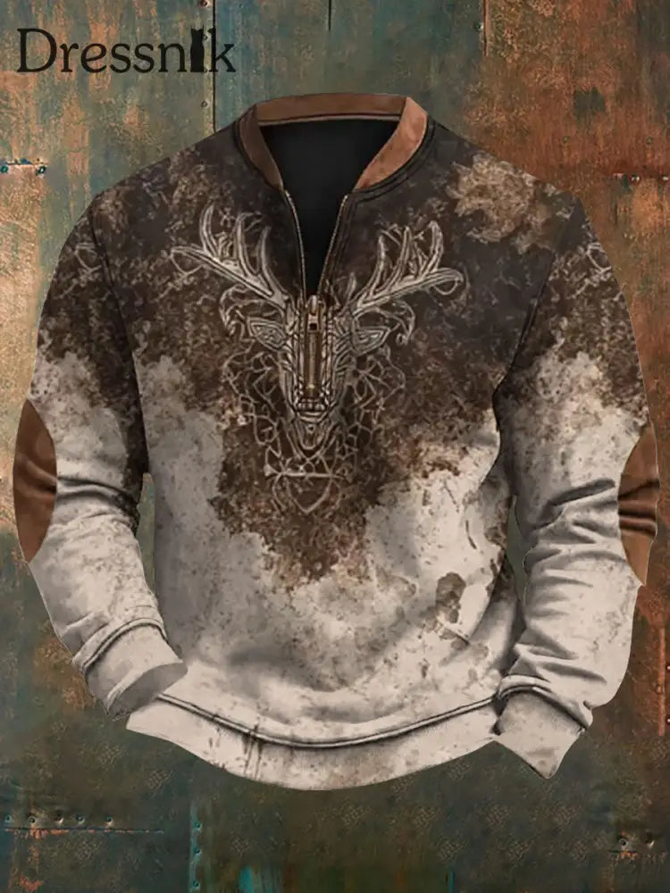 Herren Western Elk bedrucktes lässiges Sweatshirt als bild / S