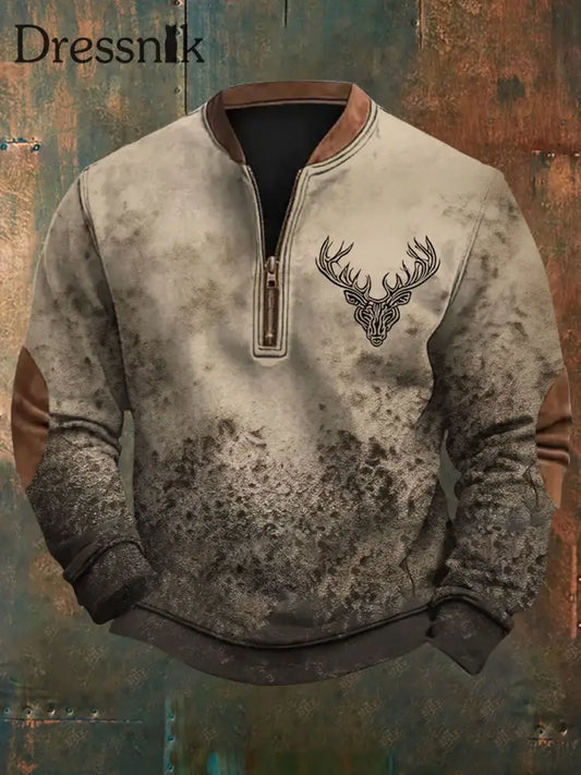Herren Western Elk bedrucktes lässiges Sweatshirt als bild / S