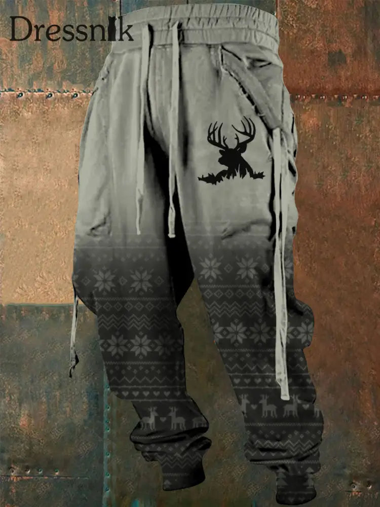 Herren Westliche Steigung Weihnachts bedruckte Kordel zug elastische Kraft füße lässige Sport dicke Hosen B / S