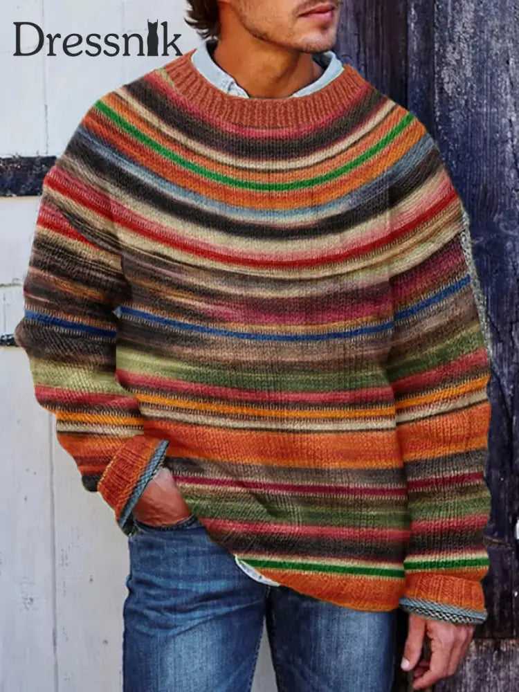 Herren Winter Isländischer Pullover Pullover Chunky Strickst reifen Pullover als bild / S