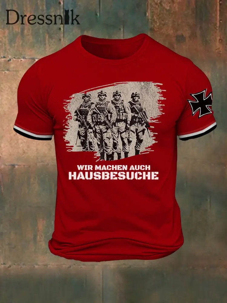 Herren Wir Machen Auch Hausbesuche Bedrucktes T-Shirt Rot / S
