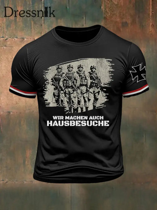 Herren Wir Machen Auch Hausbesuche Bedrucktes T-Shirt Schwarz / S