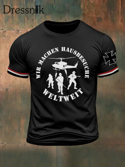Herren Wir Machen Hausbesuche Weltweit bedrucktes T-Shirt Schwarz / S