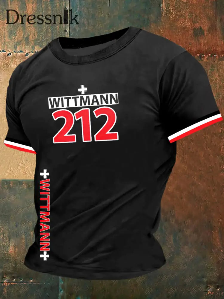 Herren Wittmann 212 Print Vintage Mode Kurzarm T-Shirt Schwarz / S