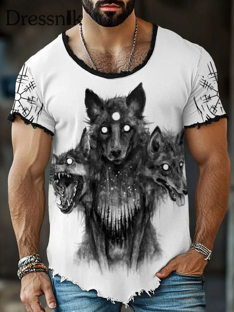 Herren Wolf Fransen T-Shirts als bild / S