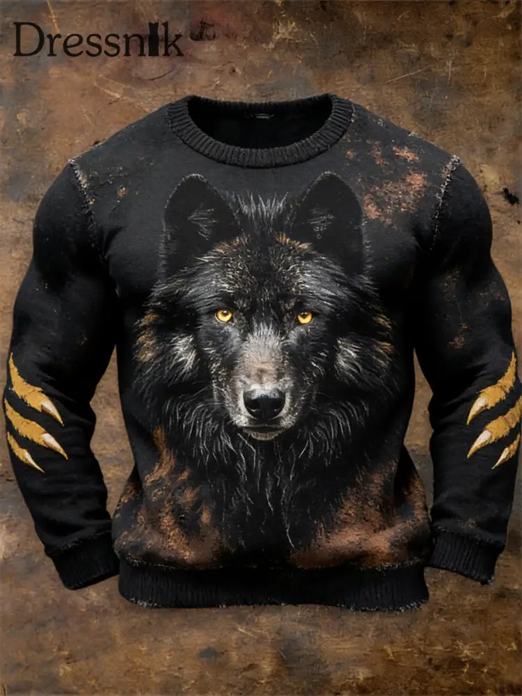 Herren Wolf Imitation Pullover als bild / S