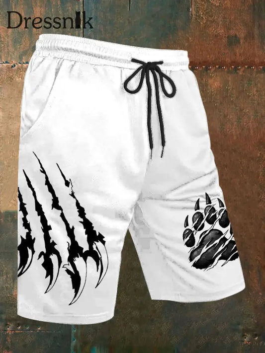 Herren Wolf Kalle Kelle Scratch Print Freizeit shorts Weiß / S