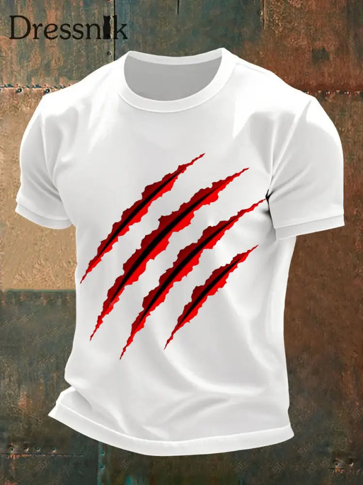 Herren Wolf Scratch T-Shirts Weiß / S