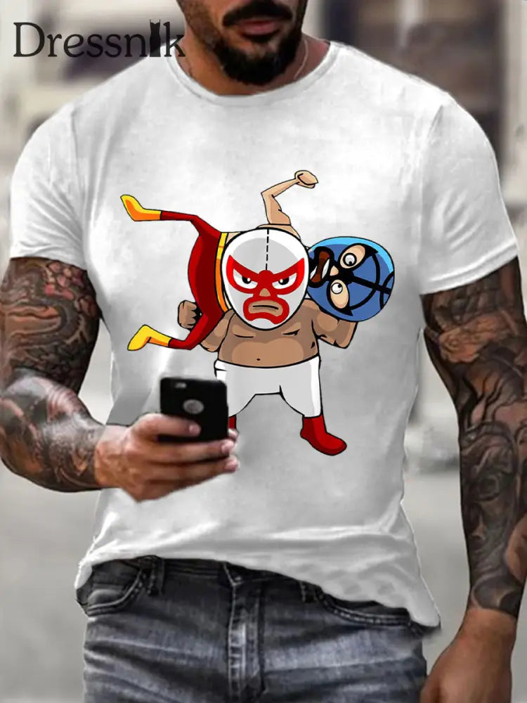 Herren Wrestling Maske T-Shirts Weiß / S