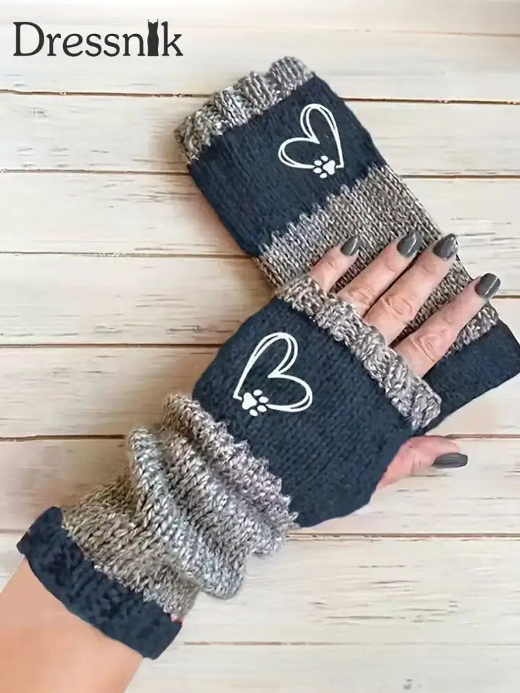 Herzförmige Fußabdruck handschuhe für Frauen Marineblau / EINS