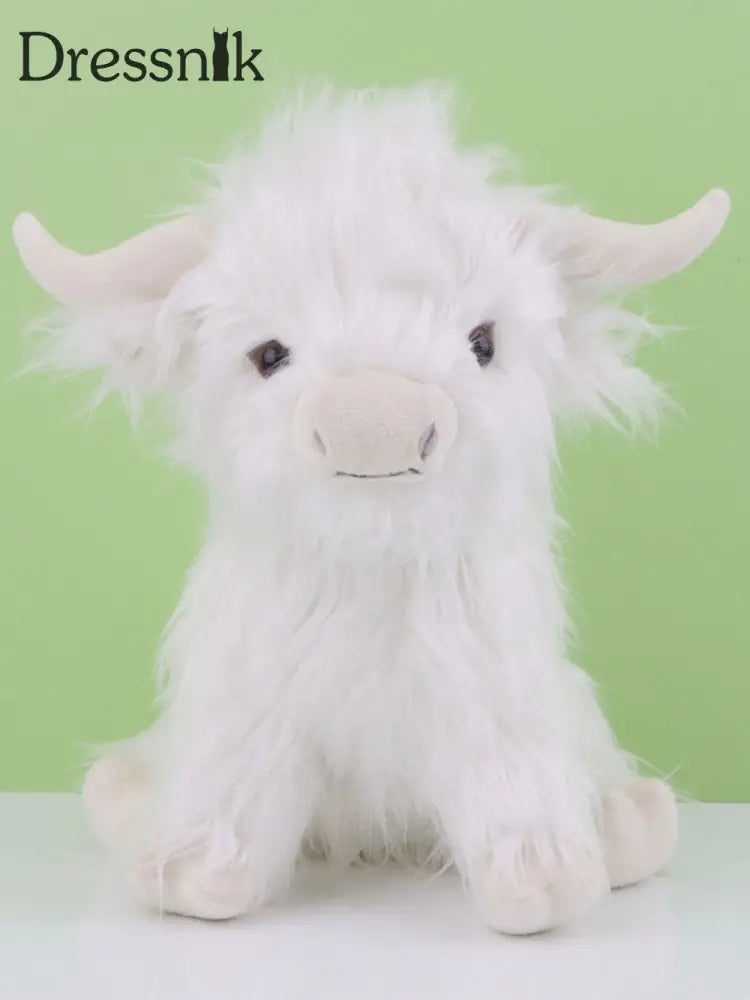 Hochland-Kuh-Plüsch-Simulation Langhaarige Kuh-Puppe Weiß / EINS