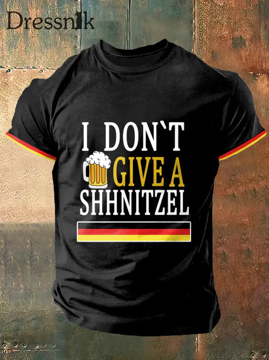 Ich gebe kein Shhnitzel-Print Vintage-Mode-Kurzarm-T-Shirt Schwarz / S