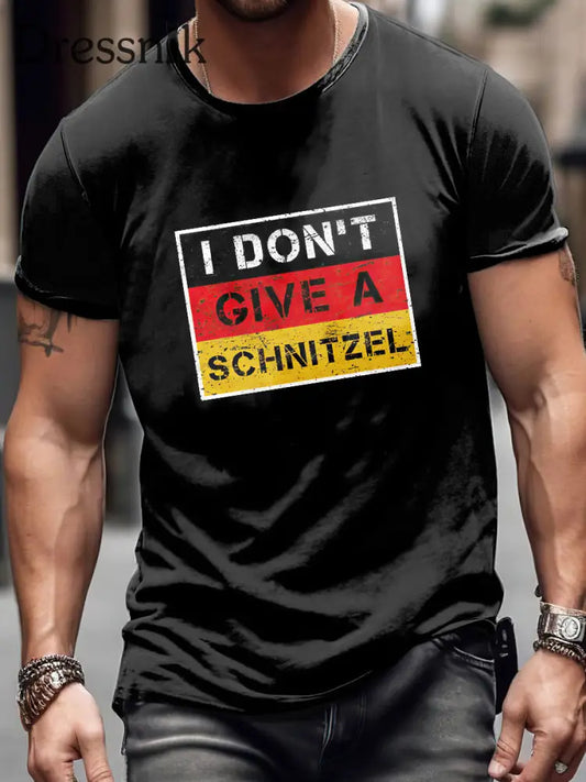 Ich gebe keinen Schnitzel druck Vintage Mode Kurzarm T-Shirt Schwarz / S