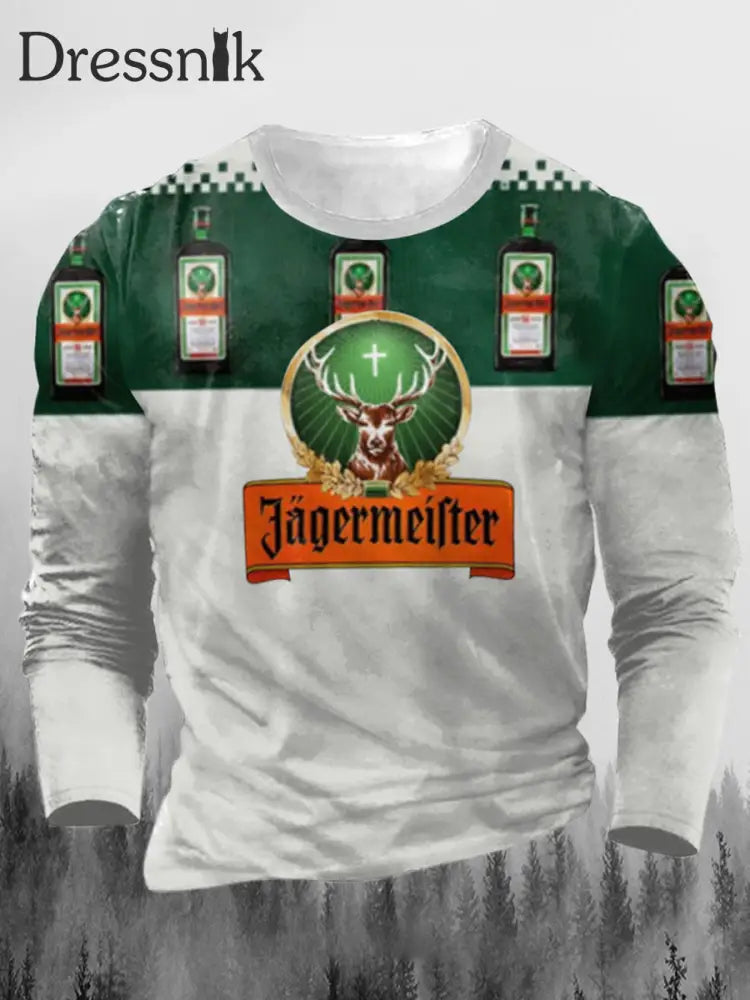 Jägermeister Bedrucktes Freizeit-Henley-Langarm-Rundhals Hemd A / S