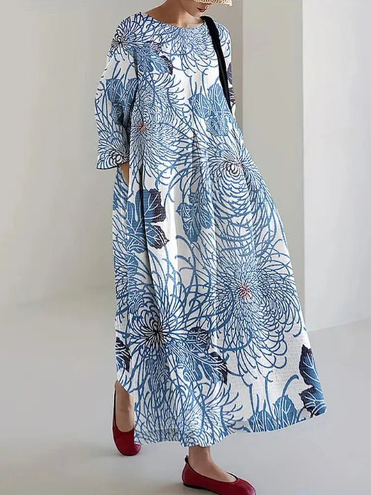 Japanische Kunst blumen lang ärmel ige Damen kleider als bild / S