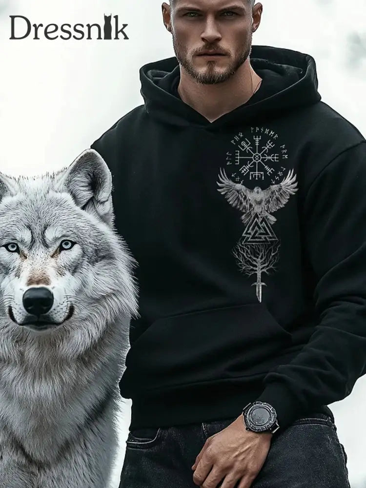 Kapuzen pullover für Herren Viking Schwarz / S