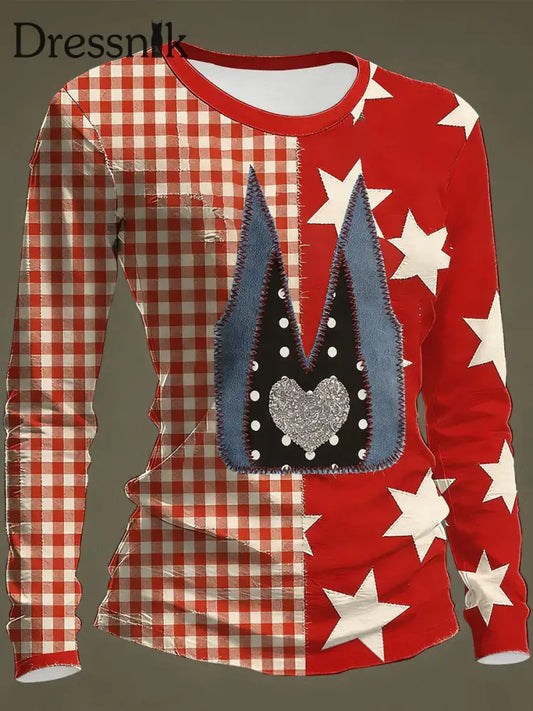 Karneval Kunst bedruckte Tops für Frauen Rot / S