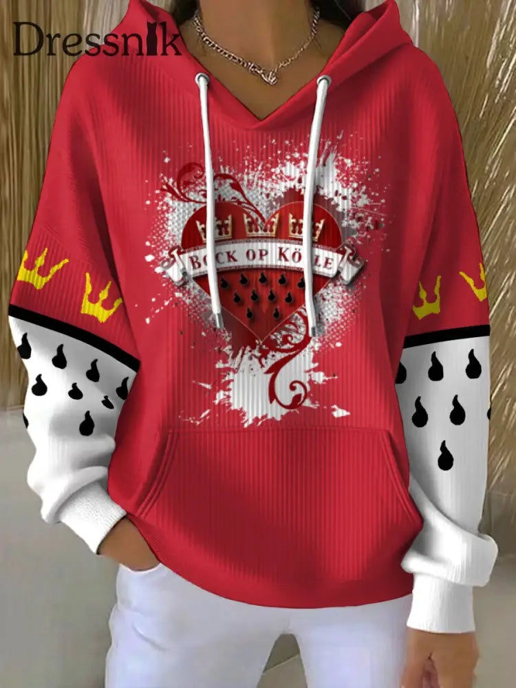 Karneval-Kunst bedruckter Hoodie für Frauen Rot / S