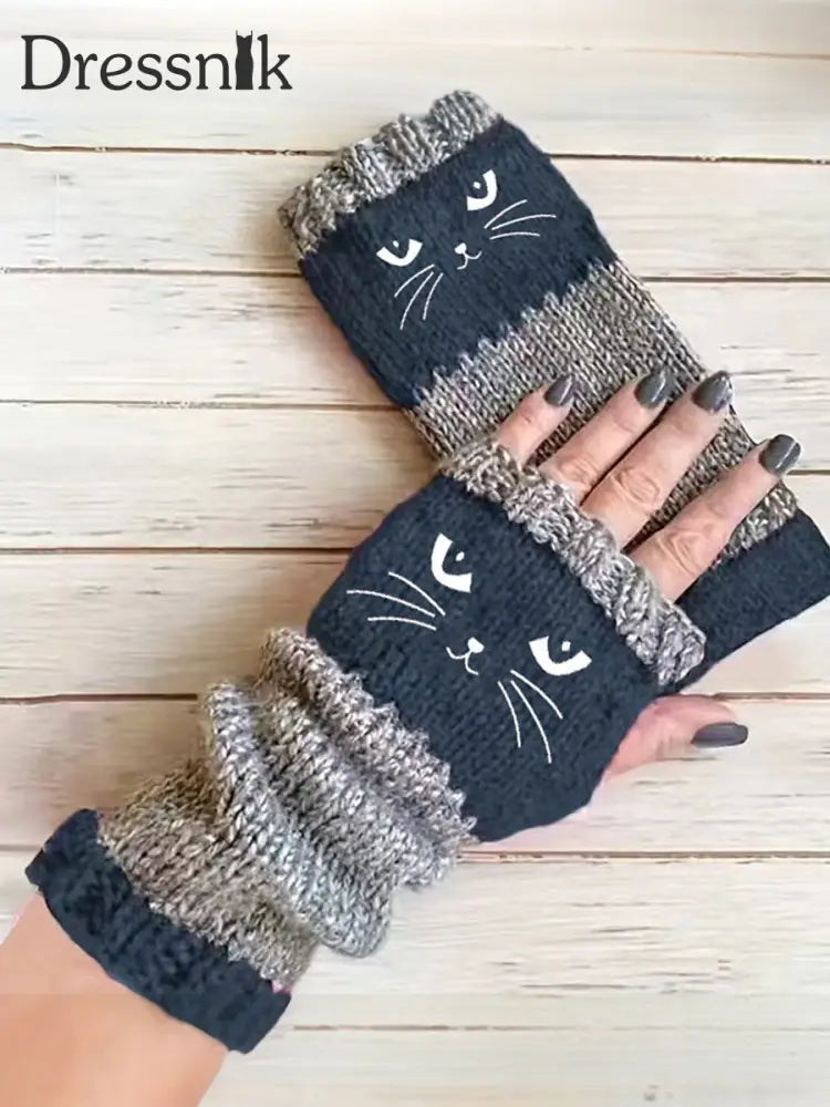 Katzen handschuhe für Frauen Marineblau / EINS