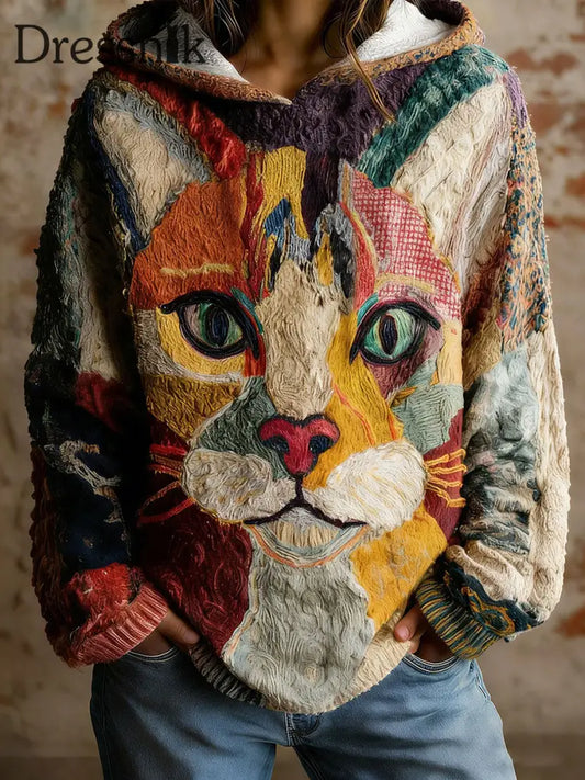 Katzen-Kunst-Hoodies für Damen als bild / S