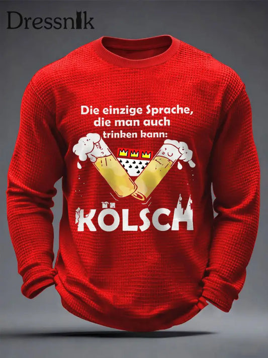 Kölner Karnevals Waffel-Langarm-T-Shirt für Männer Rot / S
