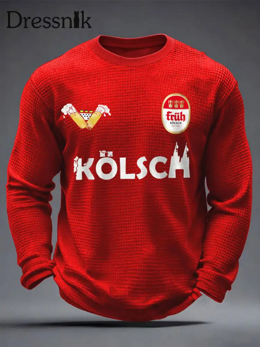 Kölner Karnevals Waffel-Langarm-T-Shirt für Männer Rot / S