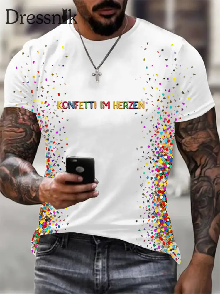 Kölnisch Karneval Print T-Shirt für Herren kurze Ärmel Weiß / S