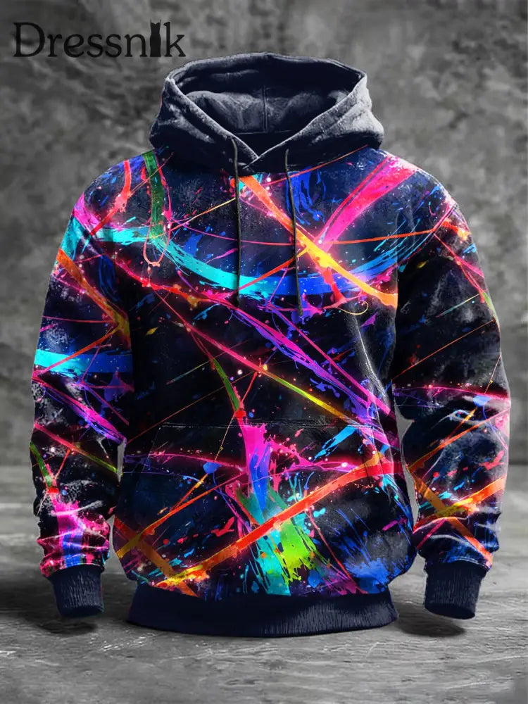 Kreatives Sweatshirt mit Graffiti-Print für Männer im Cyber-Stil Marineblau / S