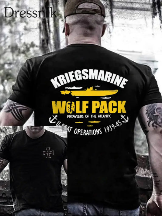 Kriegsmarin-bedrucktes Kurzarm-T-Shirt für Männer Schwarz / S