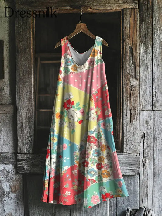 Künstlerisch bedrucktes Blumen kleid für Damen als bild / S