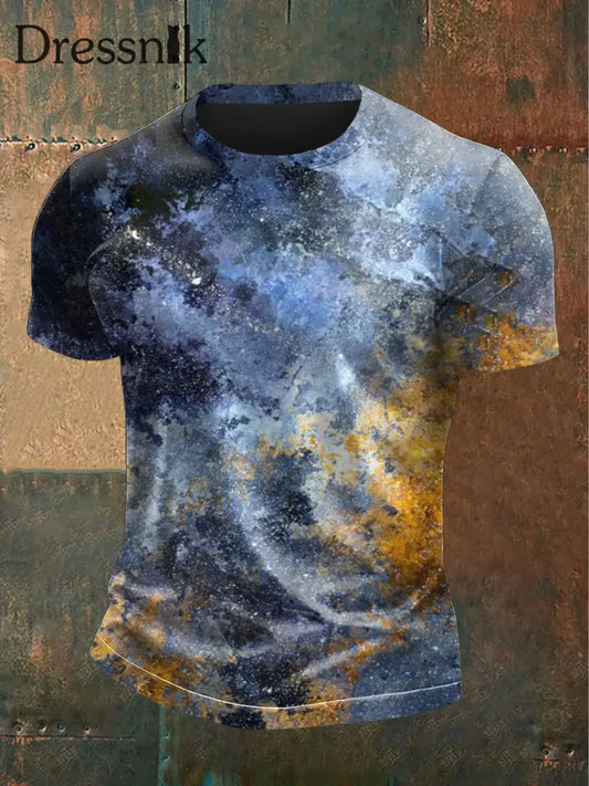 Künstlerisches Galaxy-Print-T-Shirt für Männer mehrfarbig / S