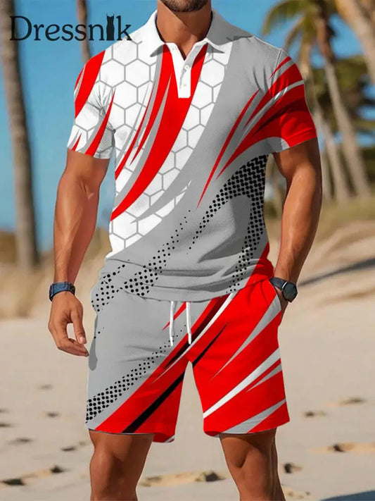 Künstlerisches geometrisch gedrucktes lässiges Kurzarm-Polos hirt im Resort-Stil A / S