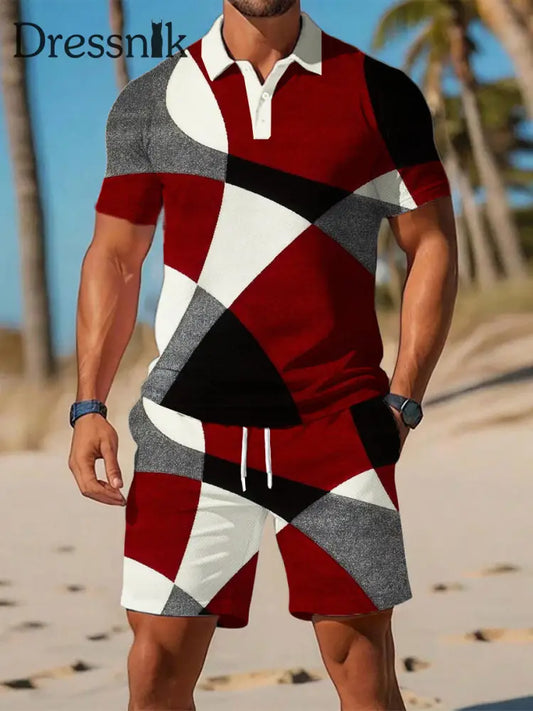 Künstlerisches geometrisch gedrucktes lässiges Kurzarm-Polos hirt im Resort-Stil A / S