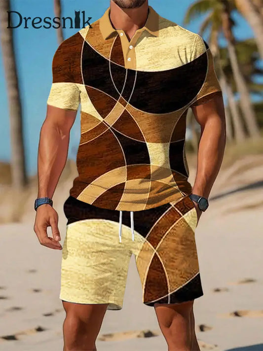 Künstlerisches geometrisch gedrucktes lässiges Kurzarm-Polos hirt im Resort-Stil A / S