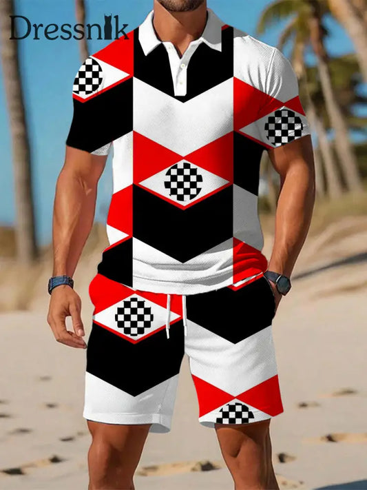 Künstlerisches geometrisch gedrucktes lässiges Kurzarm-Polos hirt im Resort-Stil A / S