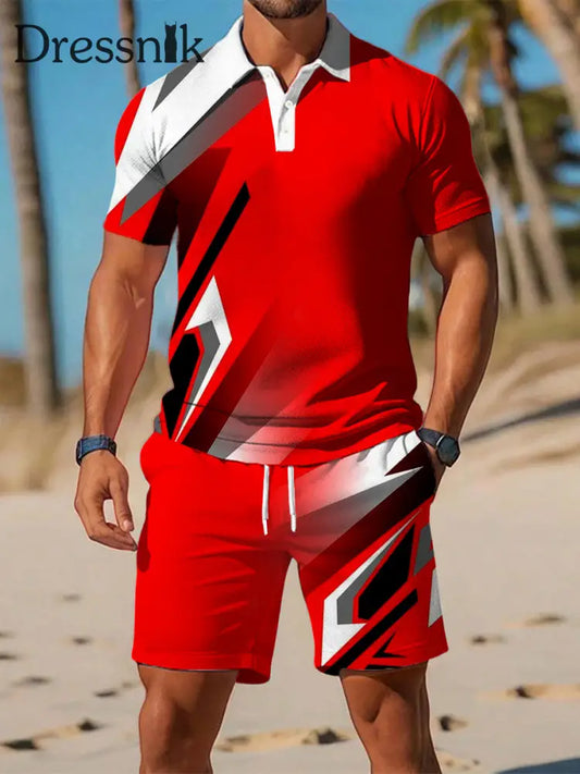 Künstlerisches geometrisch gedrucktes lässiges Kurzarm-Polos hirt im Resort-Stil A / S