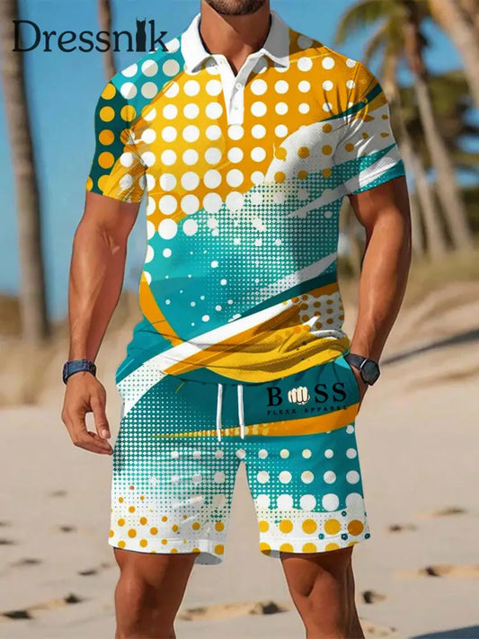 Künstlerisches geometrisch gedrucktes lässiges Kurzarm-Polos hirt im Resort-Stil A / S