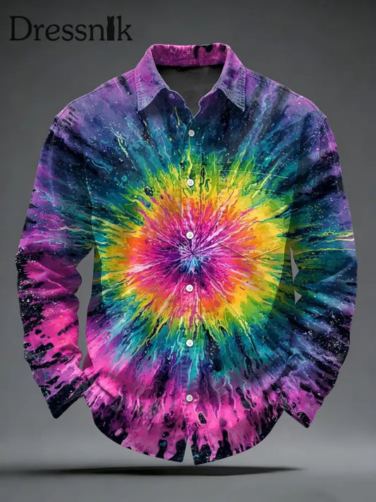 Künstlerisches Hemd mit Aquarell druck für Männer mehrfarbig / S