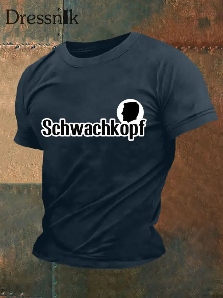 Kurz ärmel iges Herren T-Shirt Schwachkopf Marineblau / S
