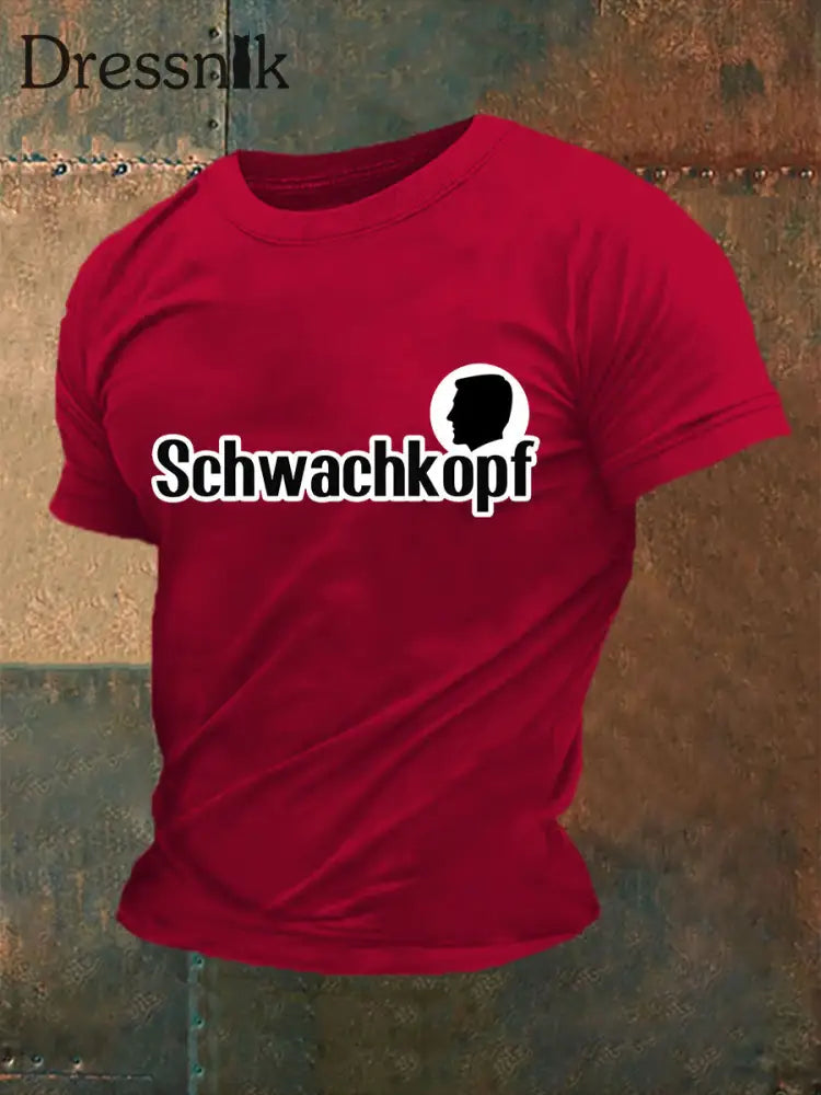 Kurz ärmel iges Herren T-Shirt Schwachkopf Rot / S