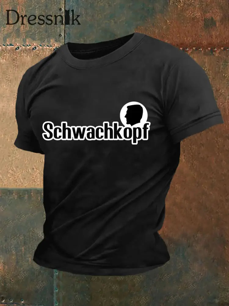 Kurz ärmel iges Herren T-Shirt Schwachkopf Schwarz / S