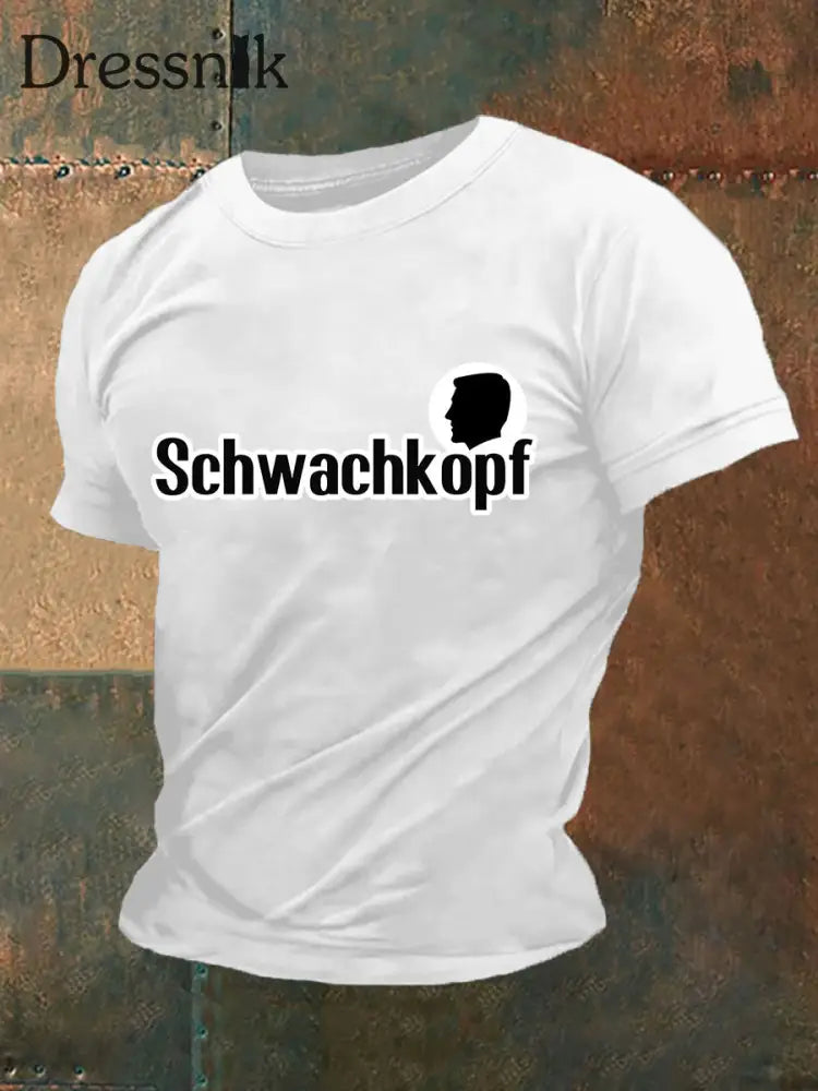 Kurz ärmel iges Herren T-Shirt Schwachkopf Weiß / S