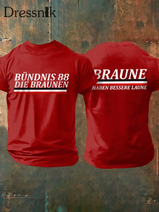 Kurz ärmel iges T-Shirt für Herren ohne Sonne braun bedruckt Rot / S