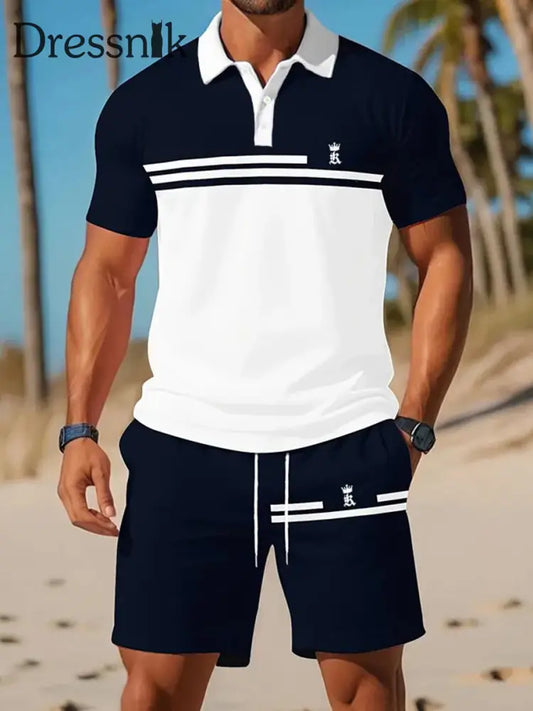 Kurzärmliger Polo-Anzug für Herren Marineblau / S
